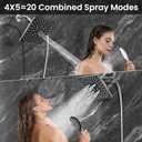 Veken High Pressure Rain Shower Head with Multi-Functions, Square Rainfall Shower Heads with 5-Mode Handheld Spray Combo, Detachable Hand Held Showerhead with Hose, Double Regaderas Para, Chrome