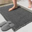 ZALL Dark Grey Waffle Bath Mat,Super Absorbent Non Slip Bathroom Rug, Gray 18x30inch, Machine Washable Ultra Soft Floor Mats
