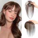 NAYOO Clip in Bangs 100% Real Human Hair Toppers Wispy Bangs 3603D Cover Bangs Hair Clip Fake Bangs Hair Extensions for Women Hair Pieces Clip On Air Bangs for Daily WearDark Brown