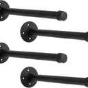IAE Wall-Mounted Clothes Racks, Industrial Pipe Floating Shelf Brackets 12-Inch 4-Pack, Wall Clothing Rack,Black Iron Pipe Shelving Brackets for Shelves,Wall Rack for Clothes with Heavy-Duty 3/4" Iron