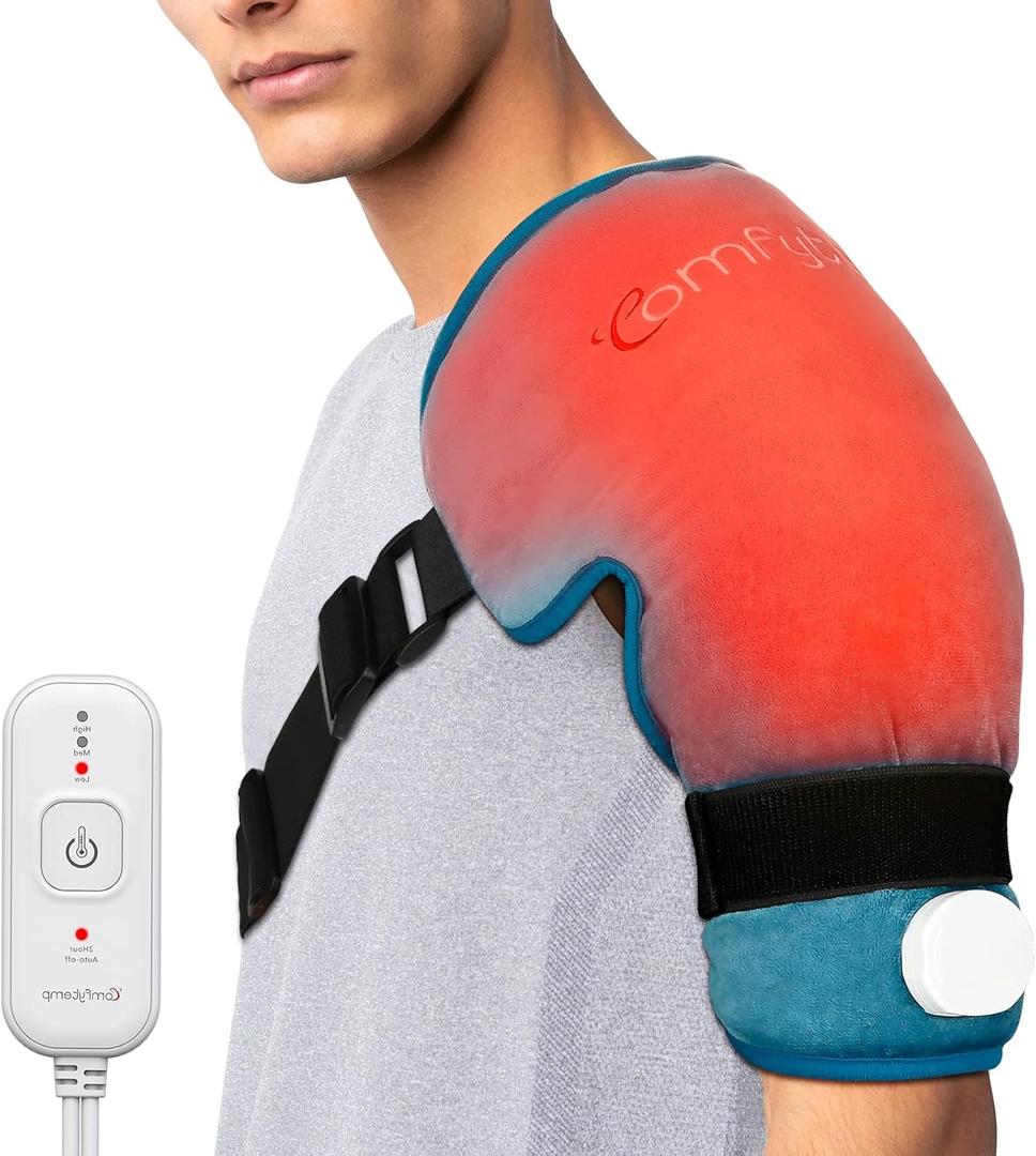 Comfytemp Shoulder Heating Pads for Rotator Cuff, Heated Shoulder Brace for Shoulder Heat Wrap, Birthday Vlentines Day Gifts for Mom Women Wife, 3 Heat Set&2H Auto Off Wearable Heated Pad