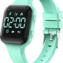Children Simple Fitness Tracker Watch, Digital Step Counter Sport Watch, Waterproof Wristwatch, with Pedometer Alarm Clock Calendar for Kids Boy Girl Students (Green)