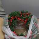 24 Inch Christmas Wreaths, Christmas Wreaths for Front Door with Balls Ornaments, Eucalyptus and Battery Operated LED Lights, Large Artificial Xmas Wreath with Timer for Outdoor Holiday Decor