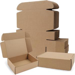 BIOBROWN 7x5x2" Small Shipping Boxes 50 Pack, Corrugated Cardboard Mailer Boxes Bulk for Packaging Small Business Mailing Gift, Kraft Brown