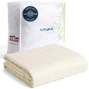 YnM Cooling Weighted Blanket for Adults, 20lbs Heavy Bed Throw for One Person of 190lbs, Perfect for Hot Sleepers or Warm Climates with Rayon/Glass Beads(60x80 Inches, Queen Bed, Champagne Beige)