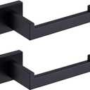 TASTOS Toilet Paper Holder Matte Black, Toilet Tissue Roll Holders Dispenser and Hangers Wall Mounted for Bathroom & Kitchen, Stainless Steel Modern Square Style 2 Pack