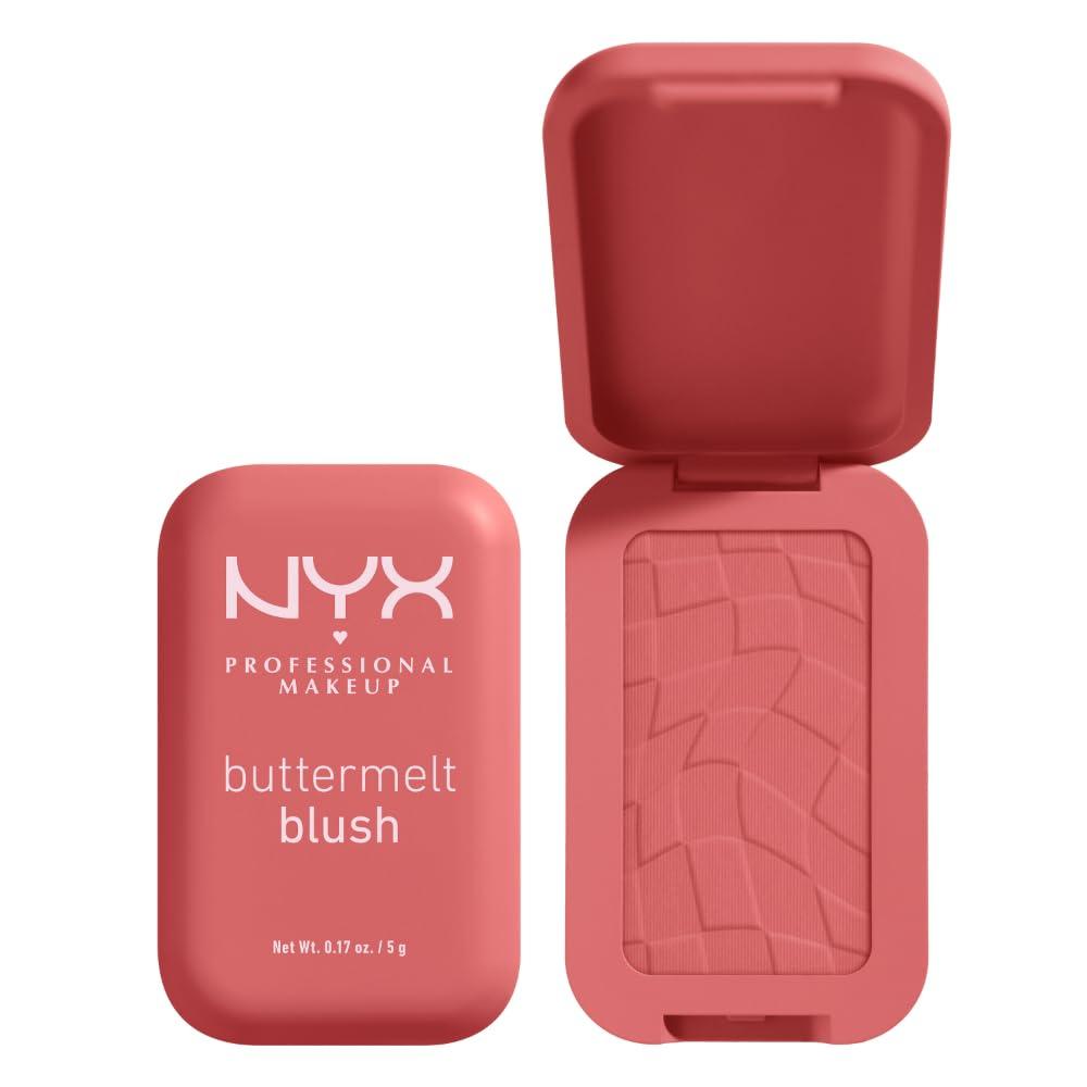 NYX PROFESSIONAL MAKEUP Buttermelt Powder Blush, Fade and Transfer-Resistant Blush, Up to 12HR Make Up Wear, Vegan Formula - Feeling Butta (0.17 Ounce (Pack of 1))