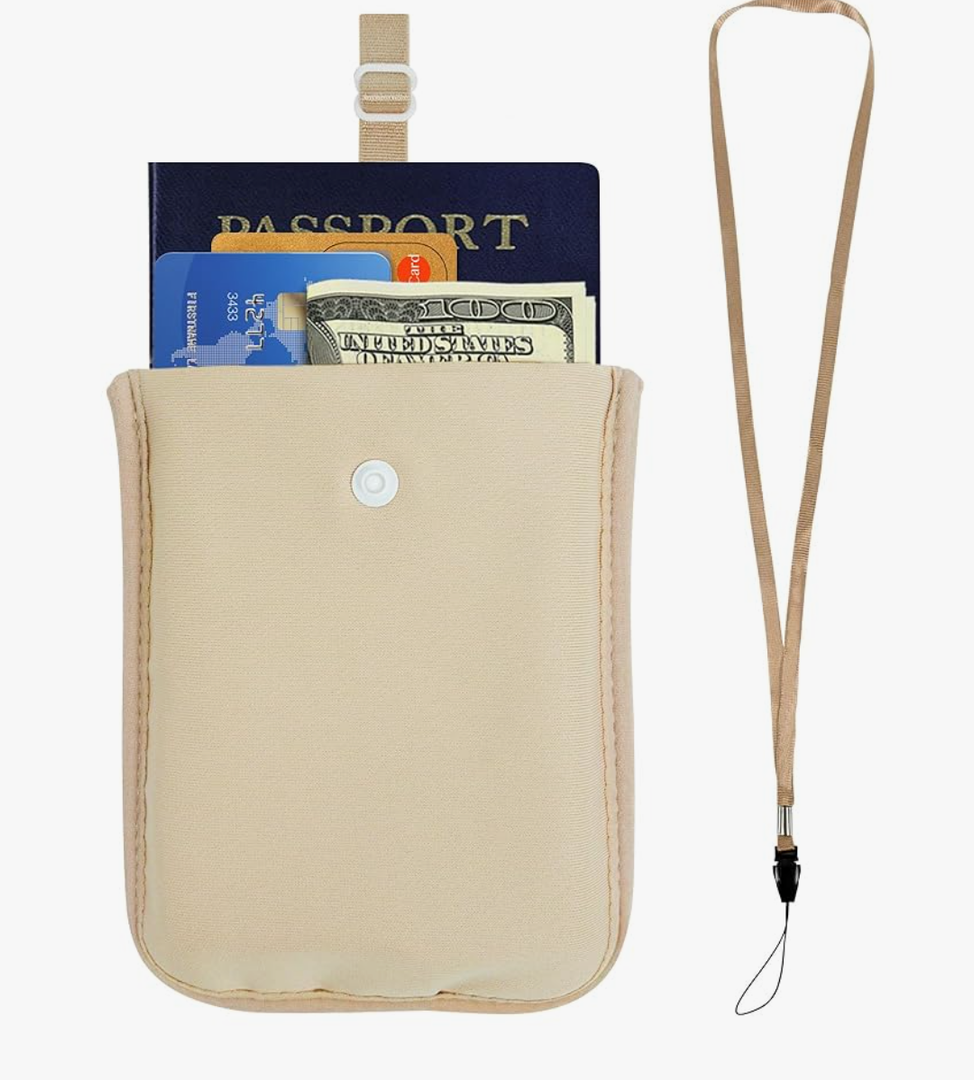RFID-Blocking Travel Bra Wallet, Hidden Money Pouch with Adjustable Elastic Strap, Ideal Secret Pocket Protect Your Passport Credit Cards Valuables