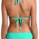 Island Goddess Rouched Halter Bikini Swimsuit Top (Blue, S)