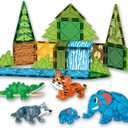 Magnetic Tiles Set Jungle Animals Theme Toys, Magnet Tiles Building Blocks Toys for Kids Ages 4-8 (Green)