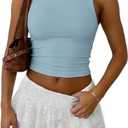 ATHMILE Womens Double Lined Crop Tank Tops Casual Basic Shirts Sleeveless Workout Tops Cute Summer Clothes Teen Girls, S