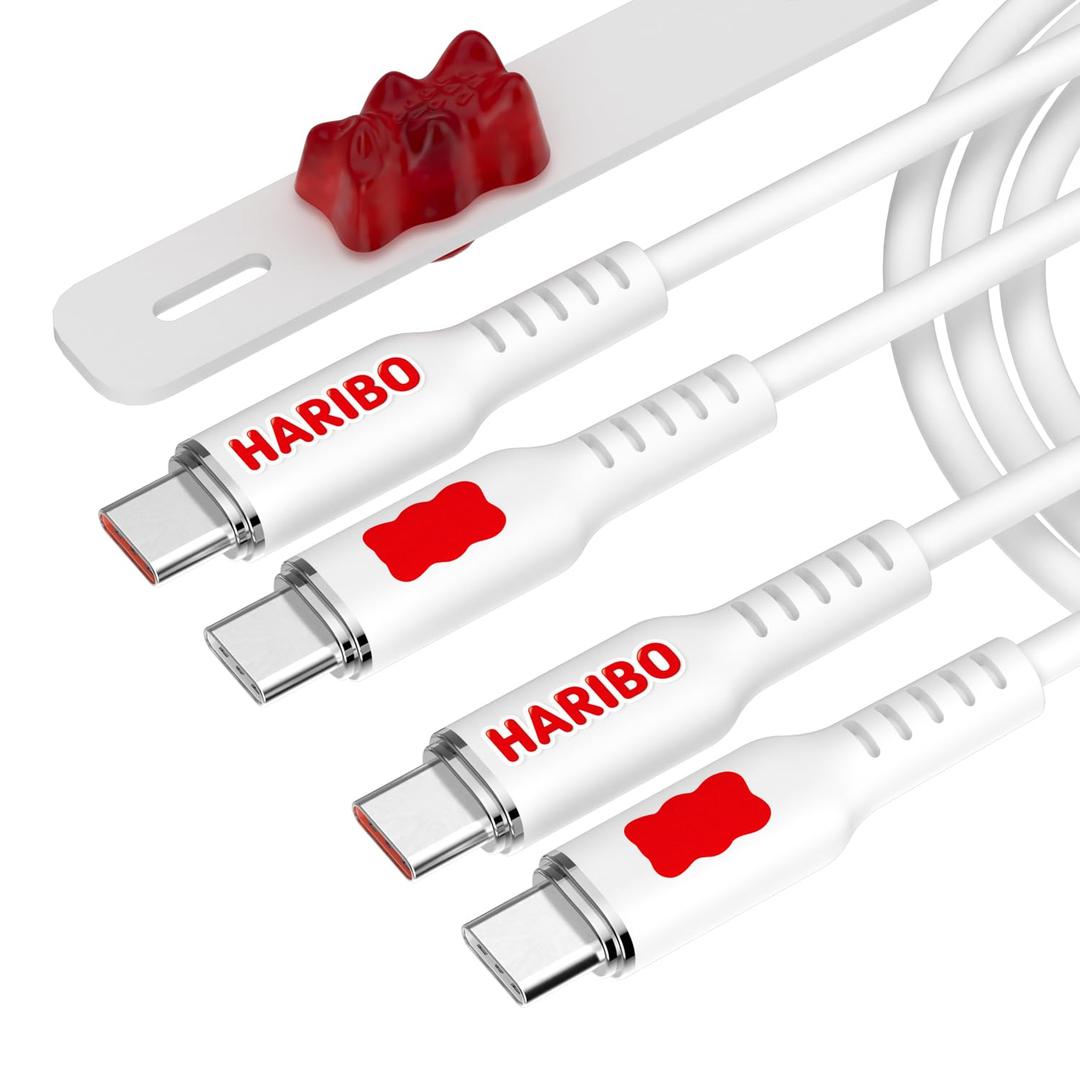 DCHK Haribo USB C to USB C Cable (2 Pack, 4.9ft), 60W PD Fast Charging, Soft Silicone, USB 2.0 Gummy Bear Style Charging Cords for iPhone 15/16, Galaxy, Pixel, iPad, Motorola (White)