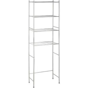Honey-Can-Do 4-Tier Over-The-Toilet Storage Shelf - Space-Saving Steel Bathroom Restroom Organizer with Neutral Chrome Finish, Ideal for Towels, Toiletries, & Essentials - 24"W x 68"H x 11"D, 24.02" L x 11.02" W x 67.72" H