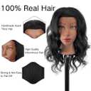 Mannequin Head Human Hair with Tripod Stand, 100% Real Hair Cosmetology Manikin Doll Head for Hairdresser Practice Braiding with Tripod Set and Tools (18 Inch)