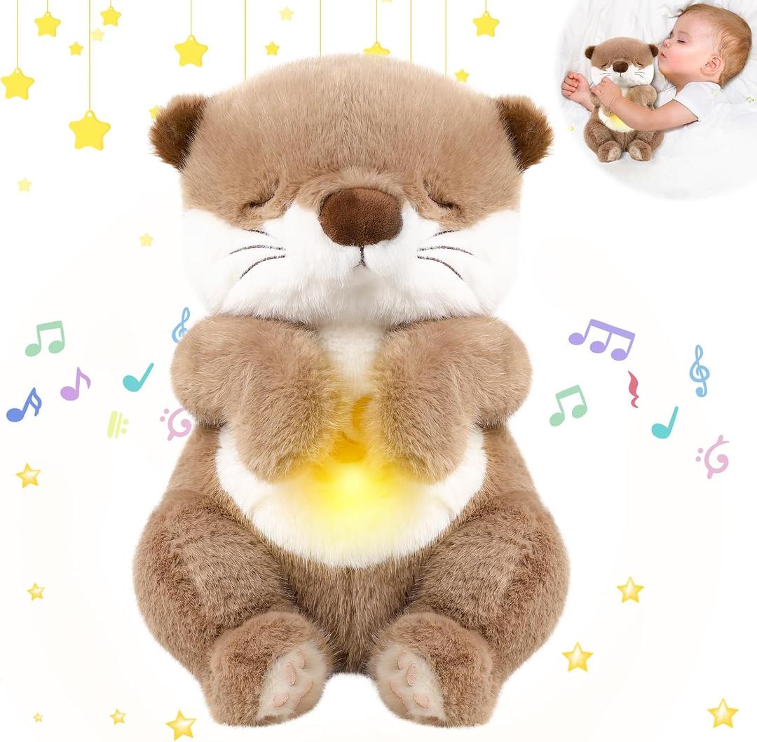 LUKETURE Snuggle Breathing Otter Plush Toy - Baby Sleep Soother with Calming Motion, White Noise, Soft Night Light & Soothing Vibration, Sensory Toy for Infants & Toddlers