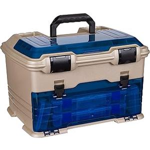 Flambeau Outdoors T5P Pro Multiloader Tackle Box, Fishing Organizer with Tuff Tainer Boxes, Zerust Anti-Corrosion Technology - Clear Blue/Gold