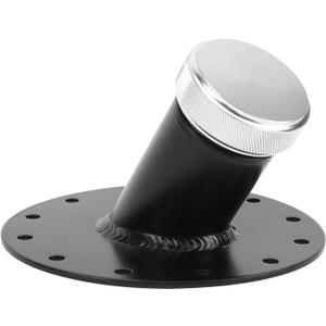 45 Degree Fuel Cell Filler Neck, 1.5in Inner Diameter Filler Neck with 12 Bolt Steel Base Aluminum Cap, Flange Fuel Cell Fast Fill Filler Neck Filler Neck Cap (Black)