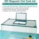 Magnetic Fish Tank Cover with Feeding Window Green Frame Grey Fiberglass Mesh, DIY Fish Tank Lid for Preventing Fish from Jumping Out and Reptile Escaping Adjustable Size Fit Tank Size Max 35''X19''