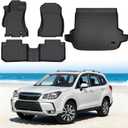 Floor Mats for Subaru Forester 2014-2018, Custom Fit Heavy Duty TPE All Weather Protection, Waterproof Non-Slip Black Car Liners for Front & Rear (Two-Row Floor Mats & Cargo Liner)