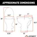 Lippert Flow Max RV Toilet with Elongated Ceramic Bowl, 18" Standard Profile, Full-Size Residential Seat, Easy-Close Lid, Efficient Flush - 2022113192