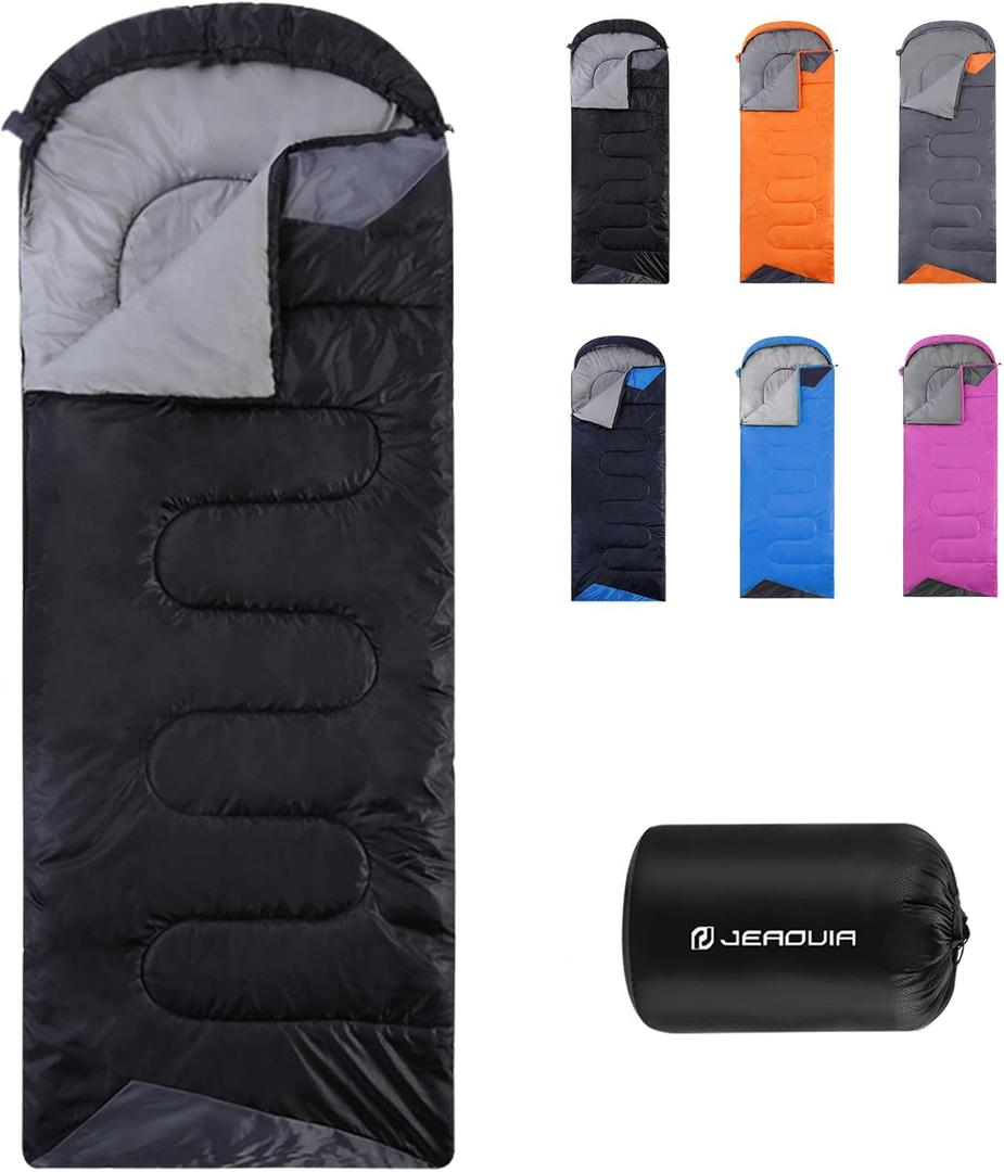 Sleeping Bags for Adults Backpacking Lightweight Waterproof- Cold Weather Sleeping Bag for Girls Boys Mens for Warm Camping Hiking Outdoor Travel Hunting with Compression BagsBlack