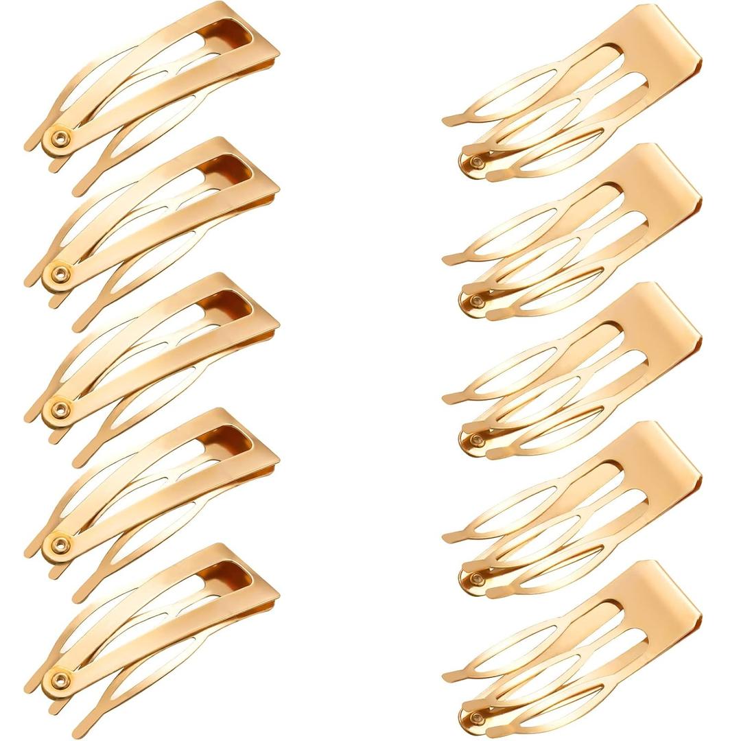 Chinco 24 Pcs Double Grip Hair Clips Metal Snap Clips Women Barrettes for Hair Making, Salon Supplies(Kc Gold,2 Inch) (24 Count (Pack of 1))