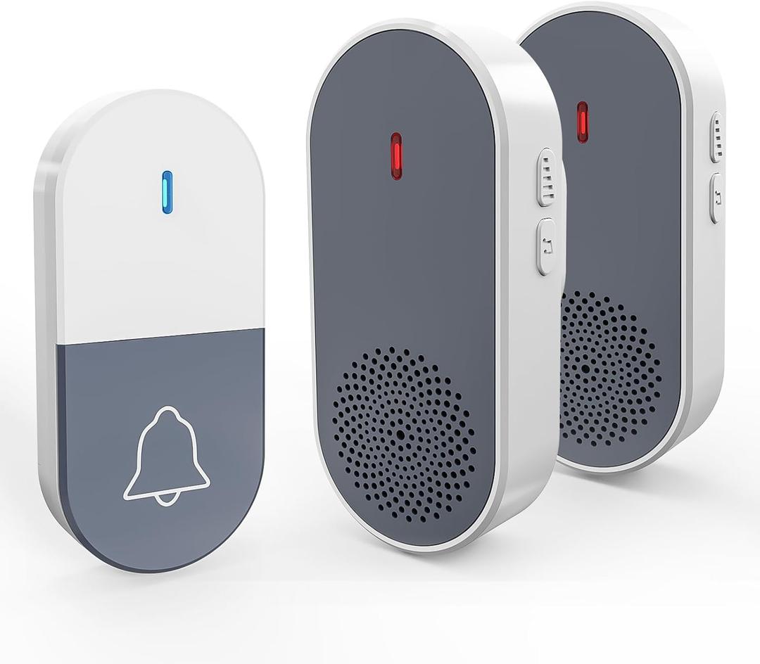 Wireless Doorbell Kit for Home,Classroom,Bedroom,Kids Room,Safe Plug-in Remote Door Bell Ringer with Button,Battery Operated Portable Indoor Mini Doorbells for Teachers,Smart Door Bells for Room (2 Receivers & 1 Button)