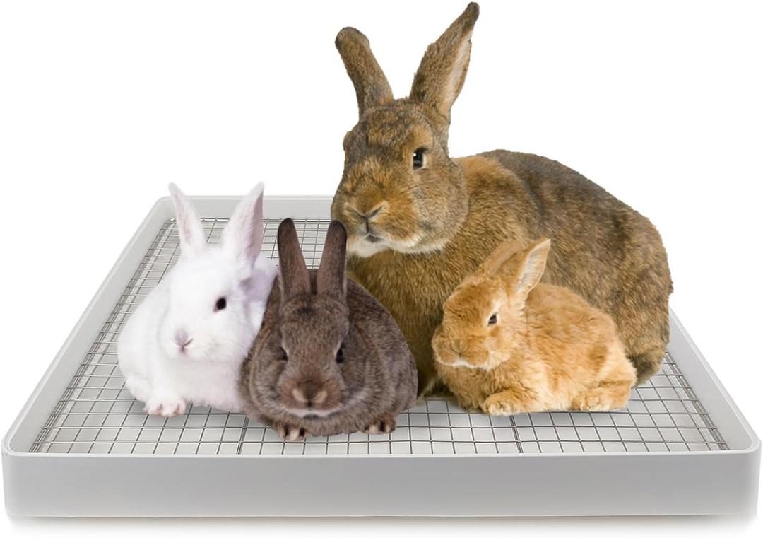 Oncpcare Extra Large Rabbit Litter Box with Grid 22x18in Bunny Litter Tray for Cage XL Potty Training Pan for Adult Rabbit Flemish Giant Rabbits