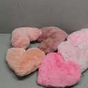 Liliful 6 Pcs Faux Rabbit Fur Heart Pillows Fluffy Heart Throw Pillows Cute Couch Cushion Soft Decorative Throw Cushion for Bed Sofa Girls Women(12 x 11 Inch,Pink Series)