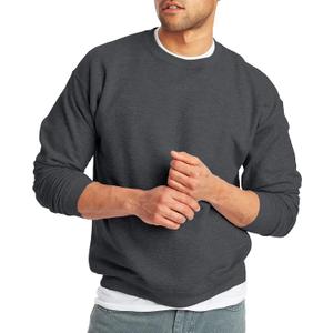Hanes Men's Sweatshirt, EcoSmart Fleece Crewneck Sweatshirt, , 1 or 2-Pack (Large, Charcoal Heather)