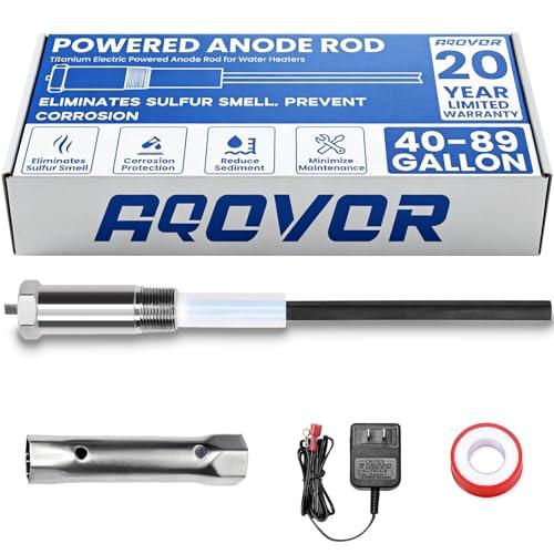 Powered Anode Rod for Hot Water Heater, Electrical Anode Rod Made of Titanium Eliminates Rotten Egg/Sulfur Smell, Fits 40-89 Gallons Hot Water Tanks, Rust and Corrosion, Reduce Limescale