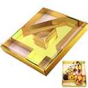 SiliFine 12" Charcuterie Number Shaped Mache with Clear Lid Fillable Sweets Serving Trays Paper Mache Cupcake Candy Box for 2025 Graduation Party Graduation Celebration(Gold, Number 4)