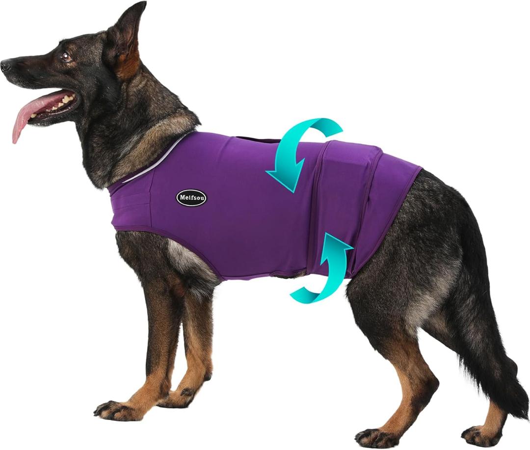 Dog Anxiety Vest, Skin-Friendly Thunder Jacket for Dogs, Dog Calming Shirt for Thunder, Fireworks, Vet Visits and Separation - Keep Pet Calm Without Medicine, Fit for Large Dogs (Purple) L