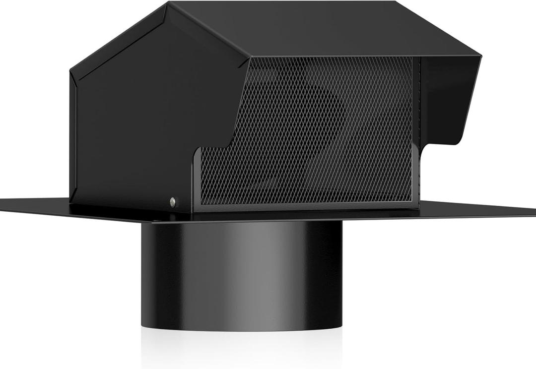 Removable Roof Vents, Hon&Guan 4 Inch Roof Dryer Vent for Houses, Galvanized Steel 4 Inch Exhaust Vent for Ventilation System-with Damper, Black.