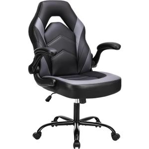 Ergonomic Gaming Desk Chair - Adjustable PU Leather Swivel Racing Chair with Flip-up Armrests for Home Office and Entertainment, Perfect for Adults, Kids, and Gamers