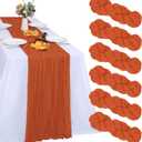 6 Pack Fall Table Runner Orange Cheesecloth 10FT Boho Gauze Fabric Table Runner 35 x 120 Inch Rustic for Thanksgiving Wedding Decor Holiday Party Boho Decoration(Orange)