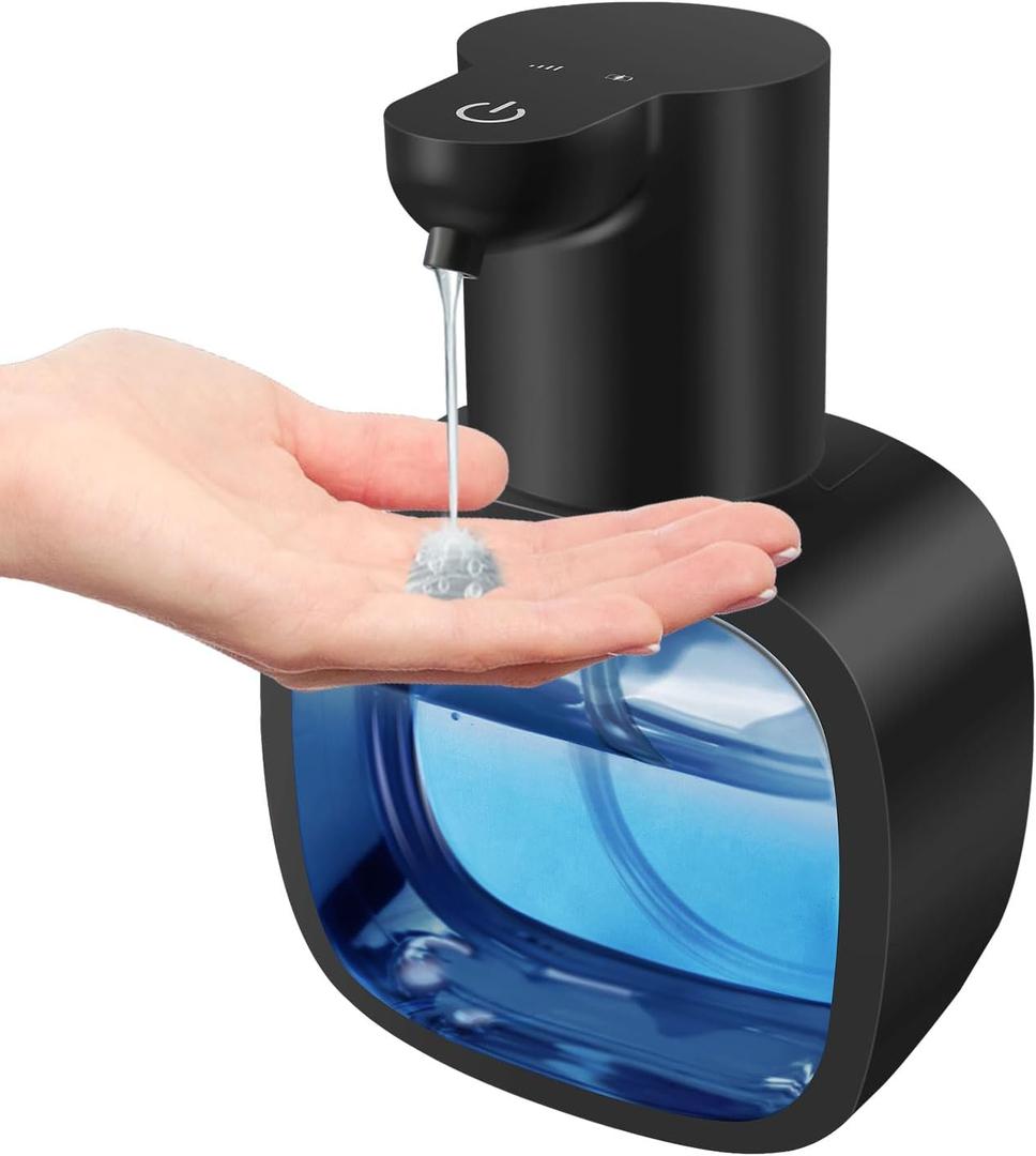 Automatic Liquid Soap Dispenser with 500ml /17oz Capacity, Touchless Soap Dispenser with 4 Level Adjustable, Rechargeable, Wall-Mounted, Waterproof for Kitchen, Bathroom, Hotel, Restaurant (Black)