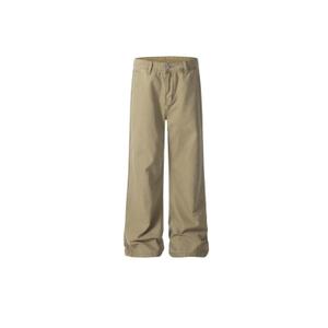 Woman Pants Casual Spring Summer American Retro Commuter Straight Leg Cargo Trouser for Woman, L, Khaki