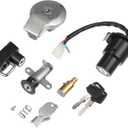 X AUTOHAUX 1 Set Motorcycle Ignition Switch Cylinder Fuel Gas Tank Cap Cover Lock Seat Lock Helmet Lock w/ 2 Keys for Yamaha Virago XV535 XXV240 XV125 XV250 Motor Bike Ignition Cylinder Set
