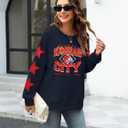 MNLYBABY Football Sweatshirt Women Game Day Sweatshirts in My Game day Era 87 Graphic Long Sleeve Tops (Blue, XL)