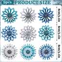 2 x Paper Jazz Blue Ornaments for Christmas Tree, 9pcs White Paper Snowflake Hanging Decorations,3D Navy Blue Christmas Decoration Indoor Outdoor for Xmas Party New Year Porch Winter Wonderland.