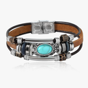 Bohemian Ethnic Turquoise Stackable Leather Bracelet for Men Women