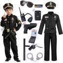 Spooktacular Creations 14PCS Halloween Police Costume for Kids, Police Officer Costume for Boys, Toddler RolePlay Party, 3T