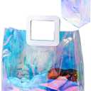 Woeoe 2 Pack Waterproof Plastic Handbag Clear Tote Bags Transparent Shopping Work Travel Tote Bags for Women