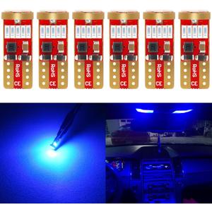 PHINLION 194 Blue LED Bulb Super Bright 168 175 2825 T10 Wedge 15-SMD 4014 Chipsets LED Replacement Bulbs for Car Dome Map Courtesy Trunk Parking License Plate Lights, Pack of 6