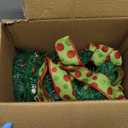 10 Pcs 6" Small Christmas Kitchen Cabinet Wreaths with Ribbon Mini Kitchen Cabinet Christmas Decor for Window Door (Green)