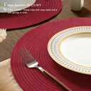 FunWheat Round Braided Placemats Set of 6 Place mats for Dining Tables Woven Heat Resistant Table Mats 15 inch (Wine)