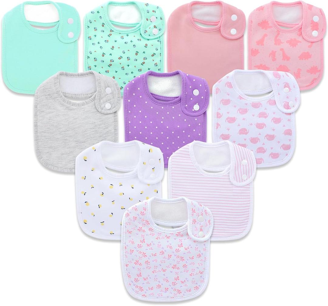 Hakochia Waterproof Baby Bibs Organic Cotton Super Soft and Absorbent With Adjustable Snap for Baby Boys and Girls (Multicolor_print-04)