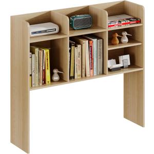 ChooChoo Desktop Bookshelf, Wood Desk Hutch Organizer with 7 Shelves for Computer Desk, Desktop Shelf Bookshelf Storage for College Dorm Office Home, Natural