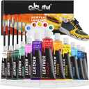 Colorful Acrylic Leather Paint for Shoe Painting- 12 Colors Leather Paint for Bag & Wallet Decor, Leather Jacket Care, Crafts DIY & Customizing Leather Projects